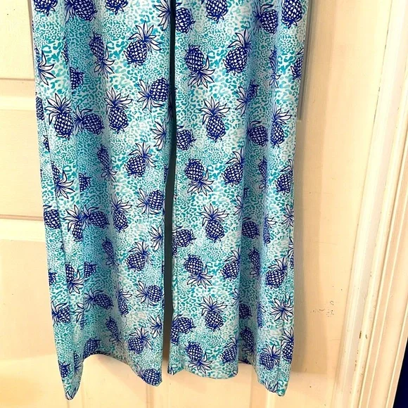 NWT Southwind Apparel Nylon & Spandex Blue Pineapple Wide Leg Palazzo Pants - Picture 3 of 8